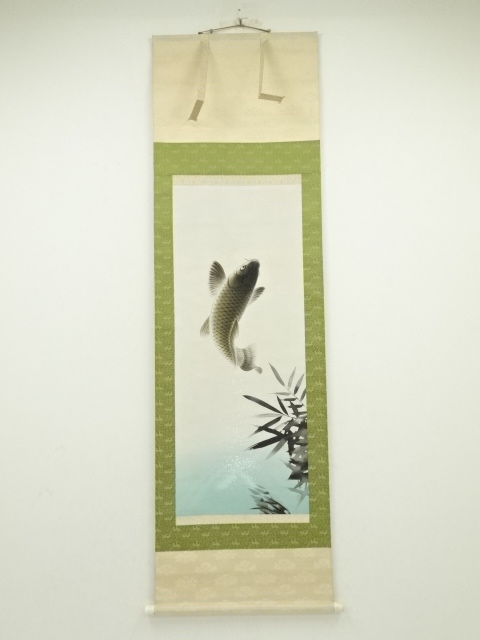 JAPANESE HANGING SCROLL / HAND PAINTED / FLYING CARP